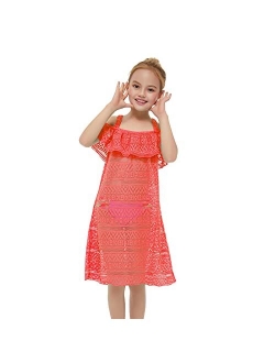 Jimmy Baha·mas Jimmy Bahamas Girls Swimsuits Cover-ups Off Shoulder Ruffled Hollow Beach Dress Cover Up for Kids