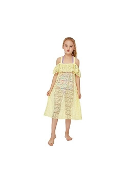 Jimmy Baha·mas Jimmy Bahamas Girls Swimsuits Cover-ups Off Shoulder Ruffled Hollow Beach Dress Cover Up for Kids