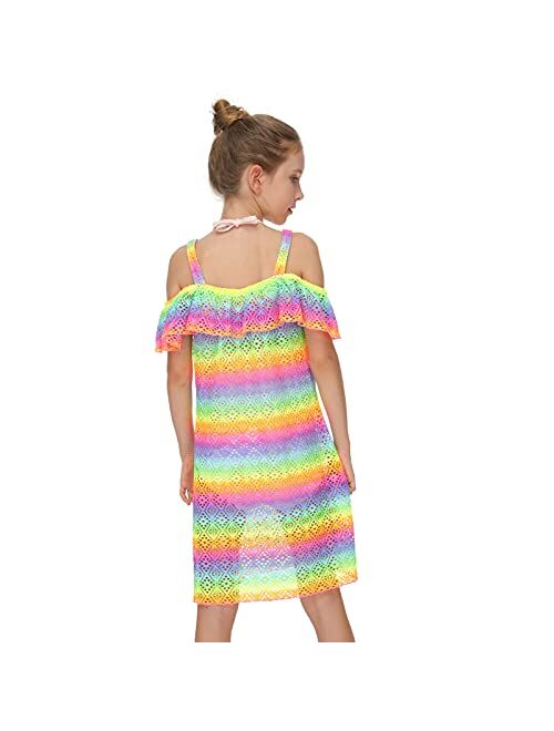 Jimmy Baha·mas Jimmy Bahamas Girls Swimsuits Cover-ups Off Shoulder Ruffled Hollow Beach Dress Cover Up for Kids