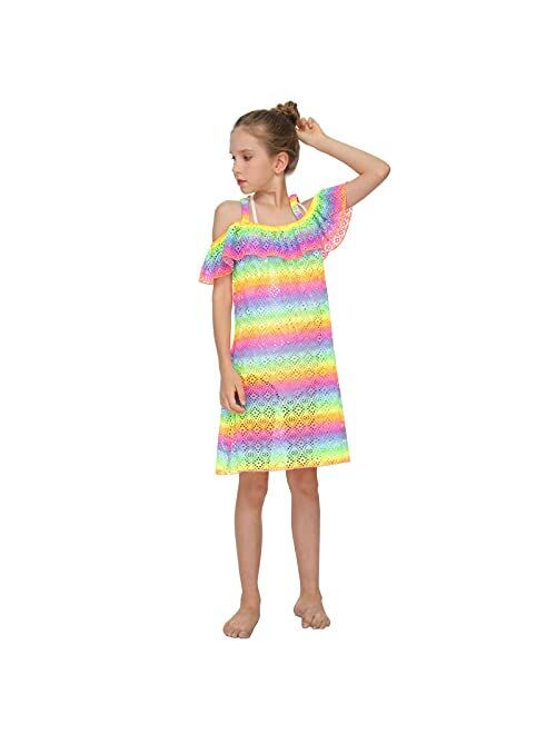 Jimmy Baha·mas Jimmy Bahamas Girls Swimsuits Cover-ups Off Shoulder Ruffled Hollow Beach Dress Cover Up for Kids