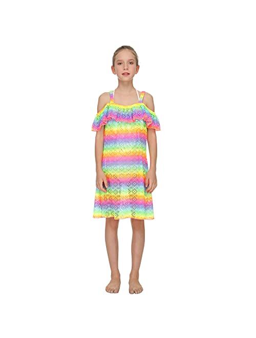 Jimmy Baha·mas Jimmy Bahamas Girls Swimsuits Cover-ups Off Shoulder Ruffled Hollow Beach Dress Cover Up for Kids