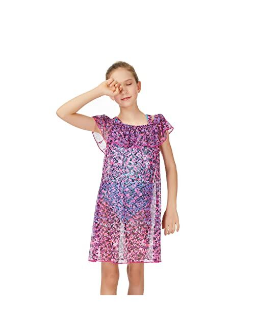 Jimmy Baha·mas Jimmy Bahamas Girls Swimsuits Cover-ups Off Shoulder Ruffled Hollow Beach Dress Cover Up for Kids