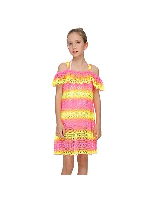 Jimmy Baha·mas Jimmy Bahamas Girls Swimsuits Cover-ups Off Shoulder Ruffled Hollow Beach Dress Cover Up for Kids