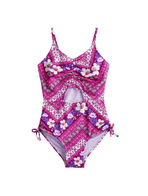 Girls 7-16 SO Peekaboo Patterned One Piece Swimsuit