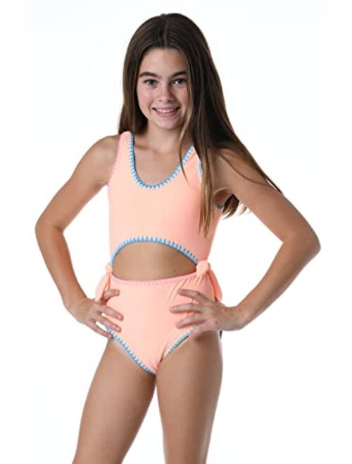 Hobie Girls Cutout One Piece Swimsuit