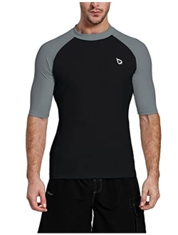 Men's Short Sleeve Rashguard Swim Shirt UPF 50  Sun Protection Rash Guard