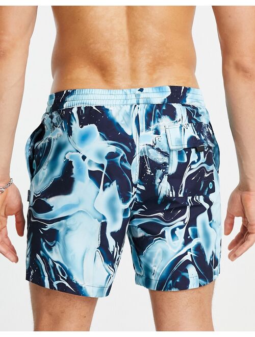 River Island water fluid swim shorts in blue