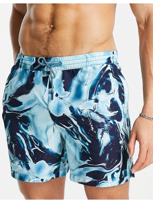 River Island water fluid swim shorts in blue