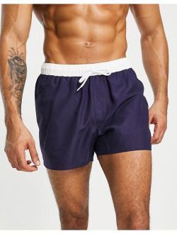 swim shorts in navy with white tipping