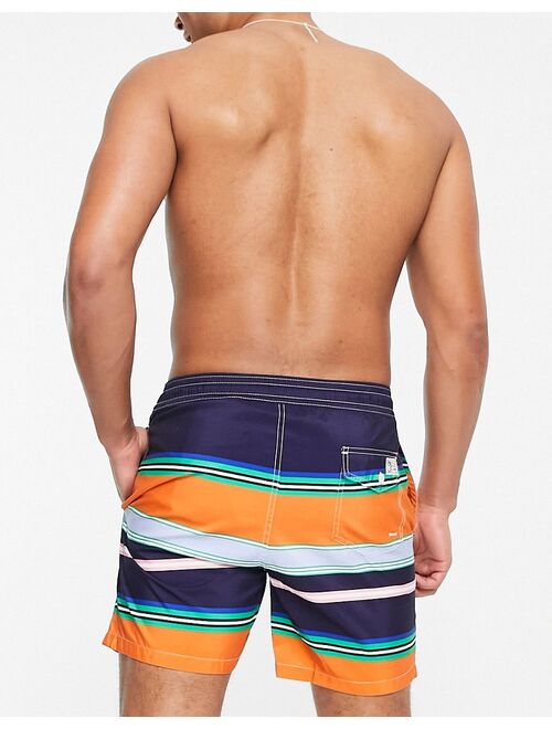 Polo Ralph Lauren Traveler icon logo varied stripe swim shorts in orange multi - part of a set