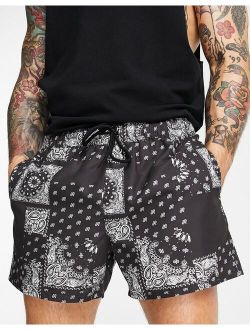 swim shorts with black Bandanaprint short length