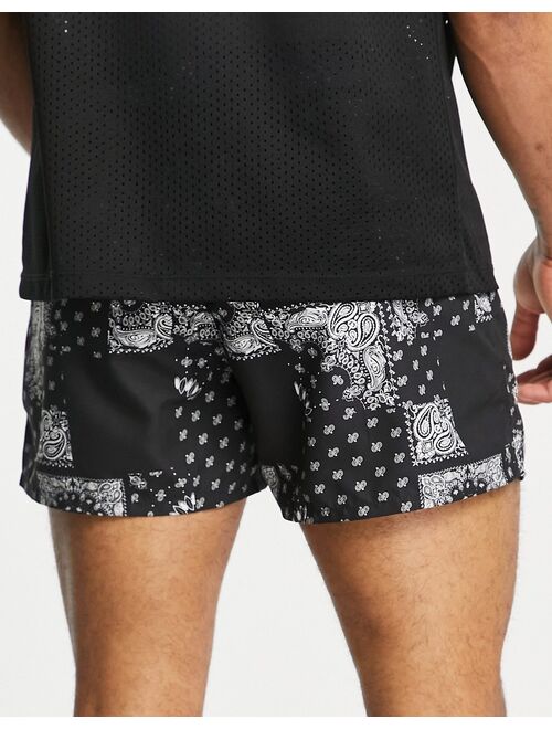 ASOS DESIGN swim shorts with black Bandanaprint short length