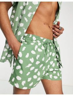 swim shorts with polka dot print in khaki short length - part of a set