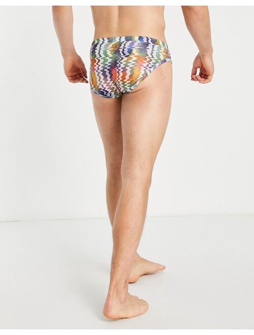 ASOS DESIGN swim trunks with wavey stripe