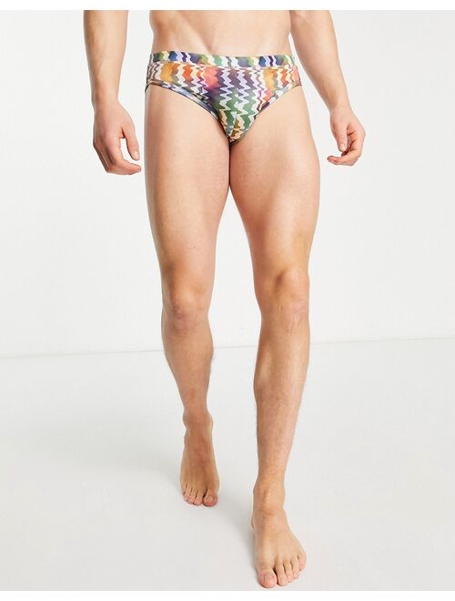 ASOS DESIGN swim trunks with wavey stripe