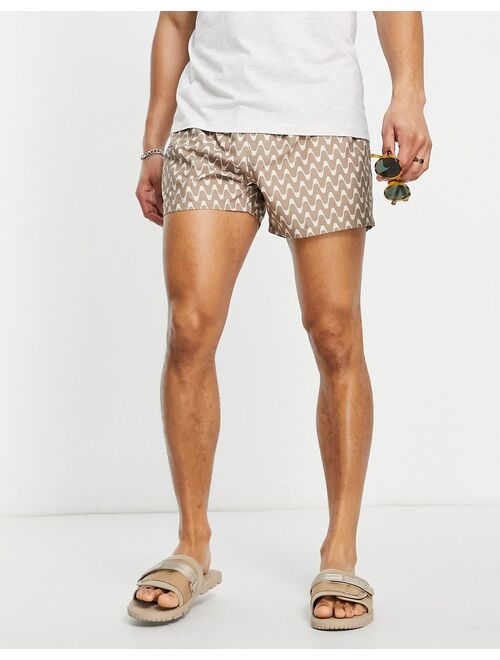 ASOS DESIGN swim shorts with chevron print short length