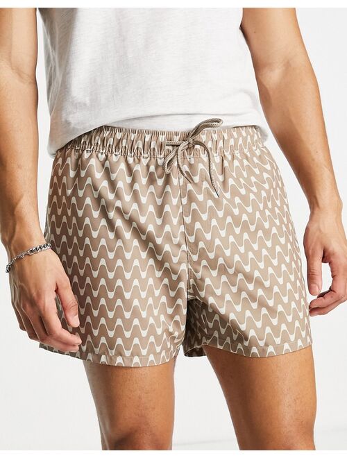 ASOS DESIGN swim shorts with chevron print short length