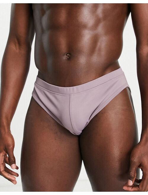 ASOS DESIGN swim briefs with textured rib in purple