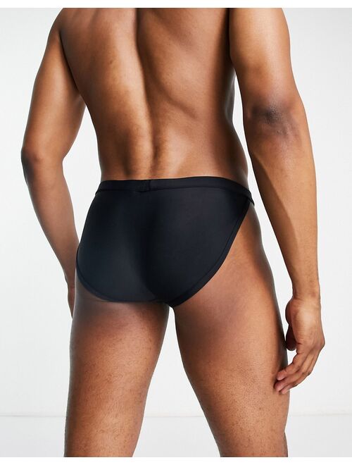 ASOS DESIGN high leg swim briefs in black