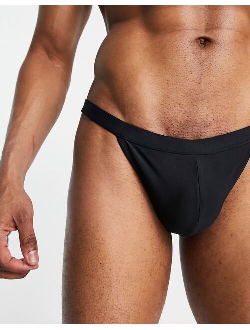 ASOS DESIGN high leg swim briefs in black