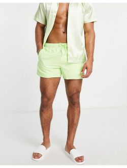 swim shorts with pin tuck in light green short length