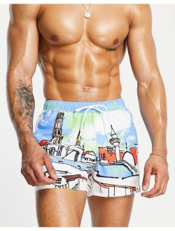 swim shorts with landscape print short length