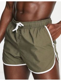 runner swim shorts in khaki with white binding