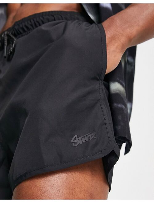 Pull&Bear basic swim shorts in black