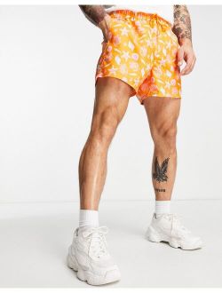 sea shell print swim shorts in orange