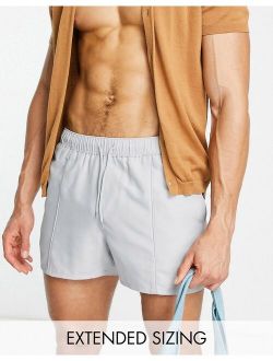 swim shorts with pin tuck in light gray short length