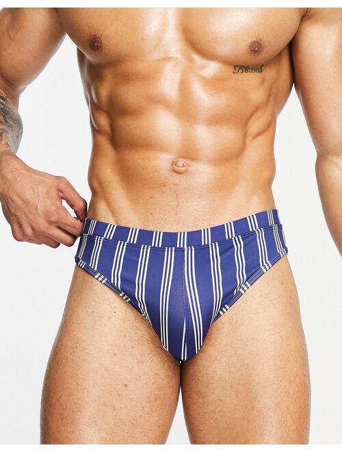 ASOS DESIGN ASOS DEISGN swim briefs in stripe navy