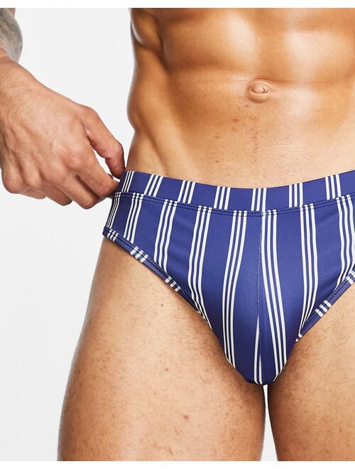 ASOS DESIGN ASOS DEISGN swim briefs in stripe navy