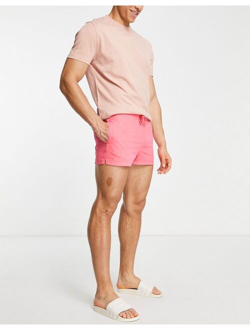 ASOS DESIGN swim shorts in coral super short length