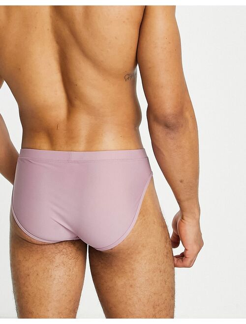 ASOS DESIGN swim briefs in purple with cut and sew