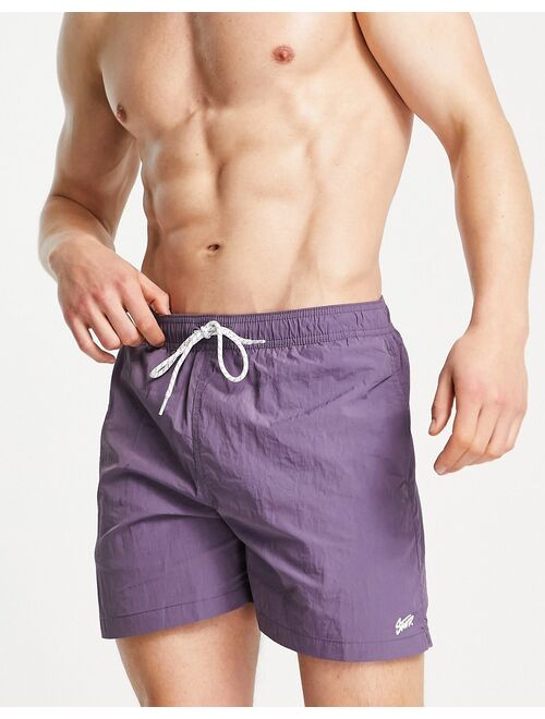 Pull&Bear basic recycled swim shorts in purple