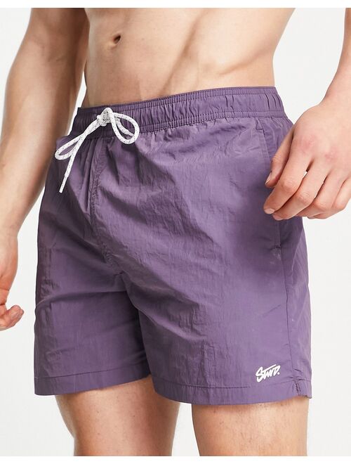 Pull&Bear basic recycled swim shorts in purple