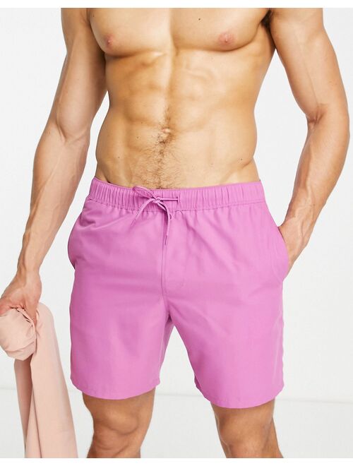 ASOS DESIGN swim shorts in purple mid length