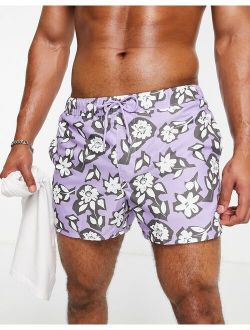 swim shorts in floral print in short length