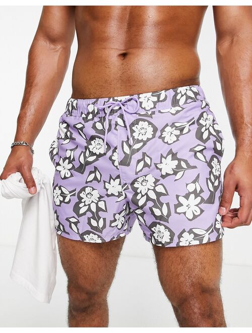 ASOS DESIGN swim shorts in floral print in short length