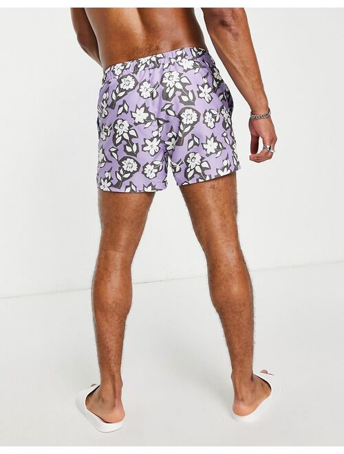 ASOS DESIGN swim shorts in floral print in short length