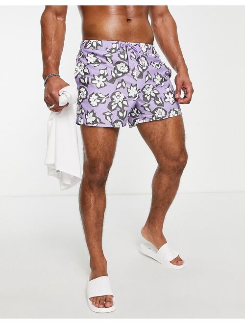 ASOS DESIGN swim shorts in floral print in short length