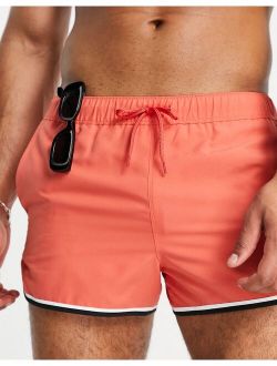 runner swim shorts in red with contrast binding