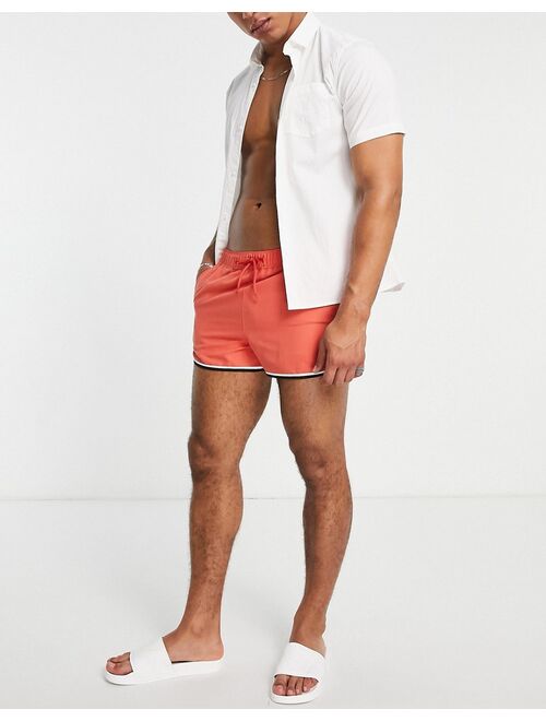 ASOS DESIGN runner swim shorts in red with contrast binding