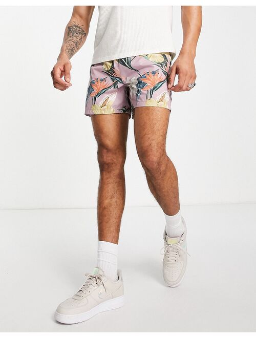 Topman floral swim shorts in pink