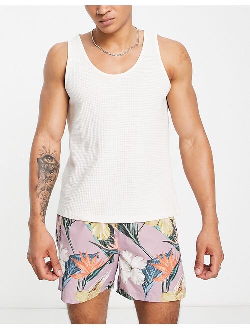 Topman floral swim shorts in pink