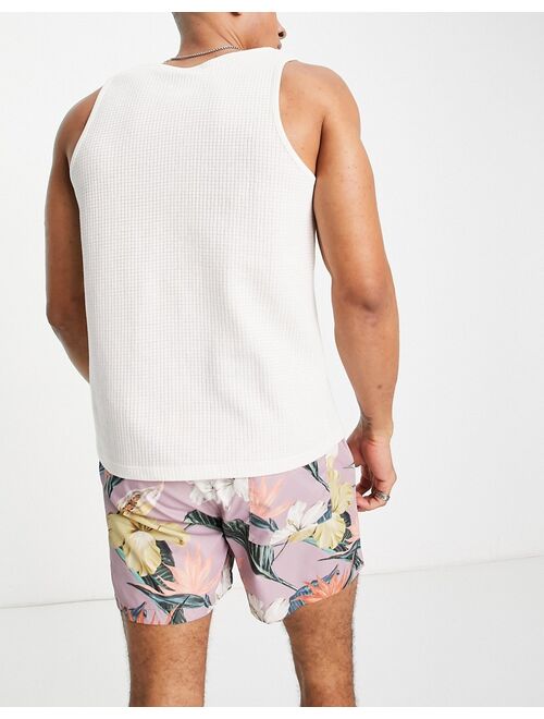 Topman floral swim shorts in pink