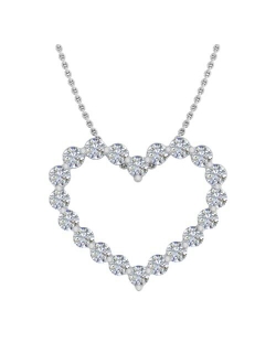 1/4 Carat to 1 Carat Diamond Heart Pendant Necklace in 14K Gold (Silver Chain Included) (I1-I2 Clarity)