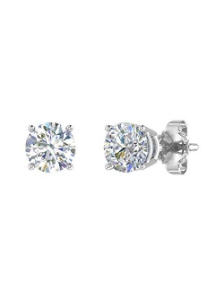 1 Carat to 1 1/10 Carat 4-Prong Set Diamond Stud Earrings in 14K Gold