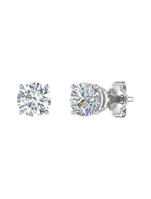 Finerock 1 Carat to 1 1/10 Carat 4-Prong Set Diamond Stud Earrings in 14K Gold