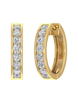 1/2 Carat to 1 Carat Channel Diamond Hoop Earrings in 10K Gold